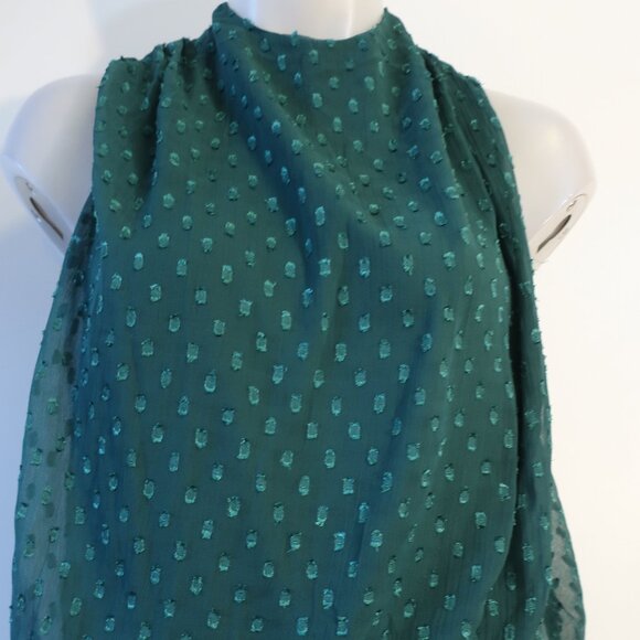 NWT Womens Asos Design Green Embroidered Dots Sleeveless Halter Dress 14 - Picture 4 of 16